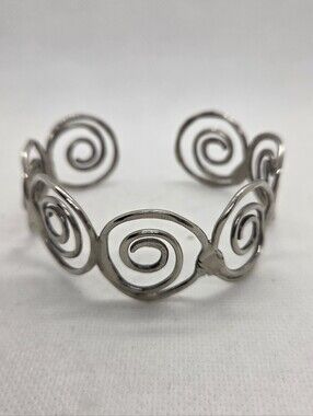 Bracelet In Sterling Silver Spiral Open Cuff Artistic Bracelet ByUnknow Designer